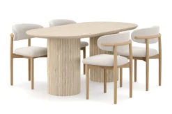 Uppveda Spisebord med travertin-look med 4 stk Jaiveer Spisestoler
