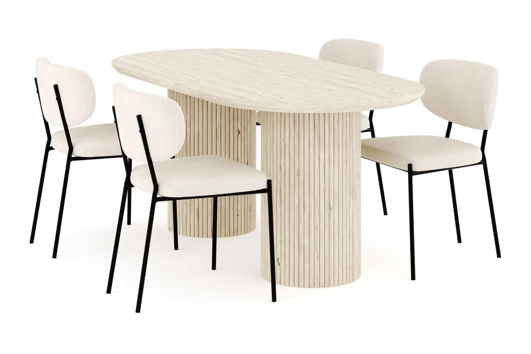 Uppveda Spisegruppe 180 cm Oval med 4 Gemmiano Spisestoler