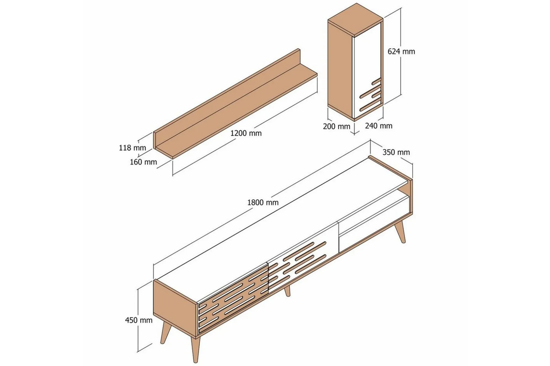 Valensiya TV-skap 180 cm
