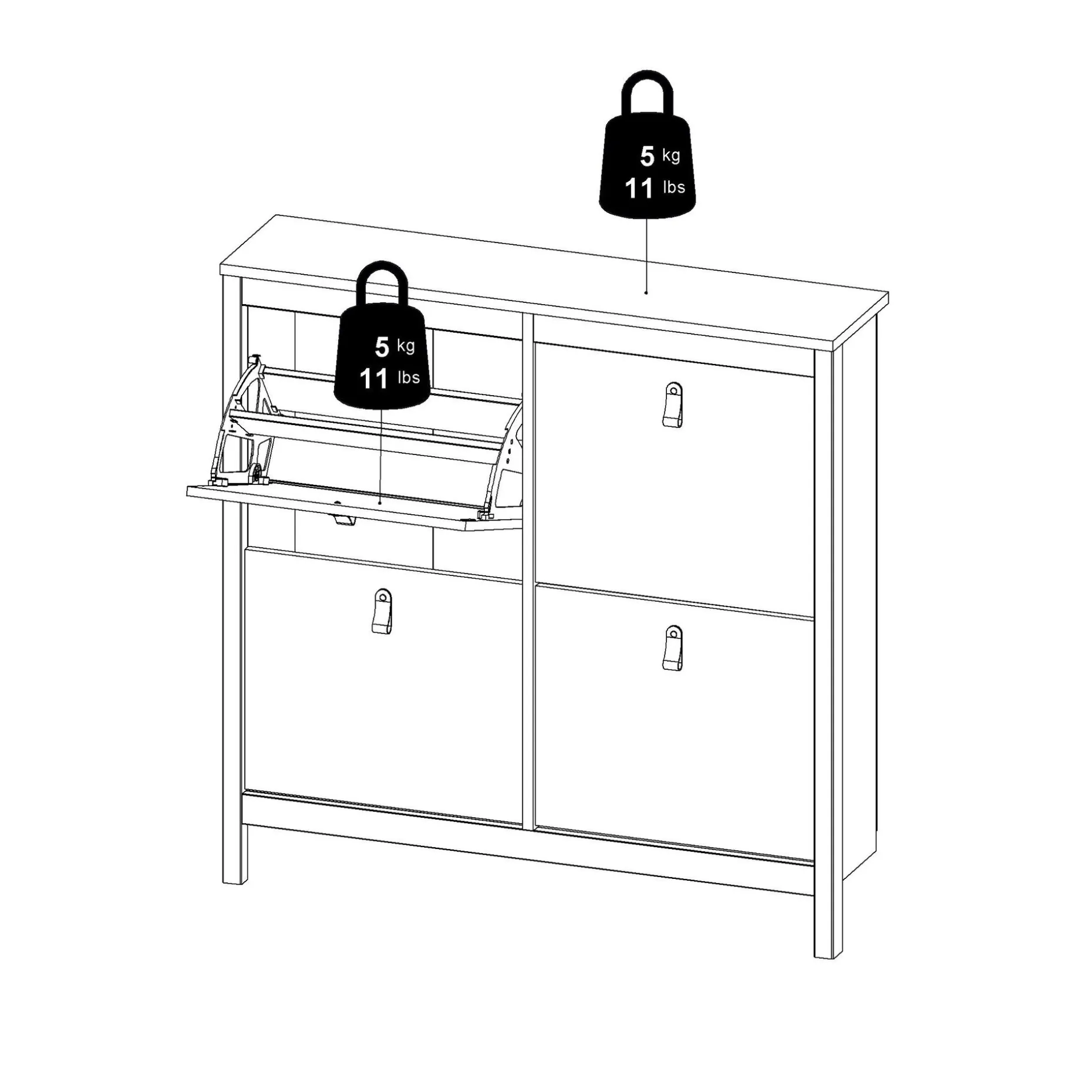 Vallvidera Skoskap med 4 rom 103x25x103 cm