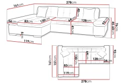 Vananda Sofa med Sjeselong 3-seter i Kunstlær