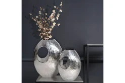 Vase Wohnling Sett av 2 Aluminium Hamret utseende, moderne loftstil Sølv