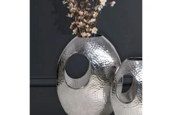 Vase Wohnling Sett av 2 Aluminium Hamret utseende, moderne loftstil Sølv