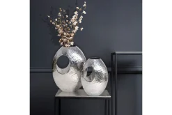 Vase Wohnling Sett av 2 Aluminium Hamret utseende, moderne loftstil Sølv