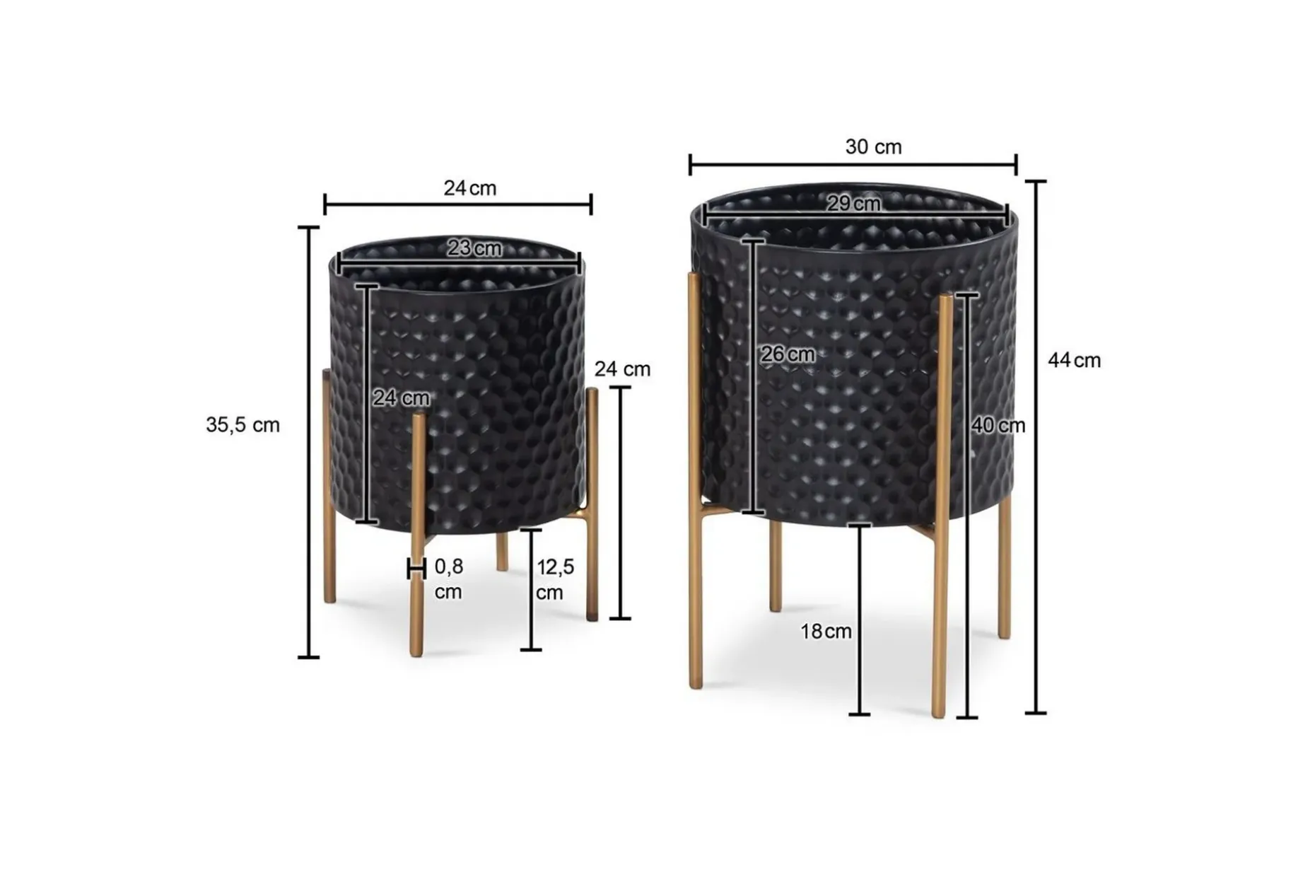 Vase Wohnling Sett av 2 Aluminium Blomster Plantepotte 3D Sirkel Overflate Moderne