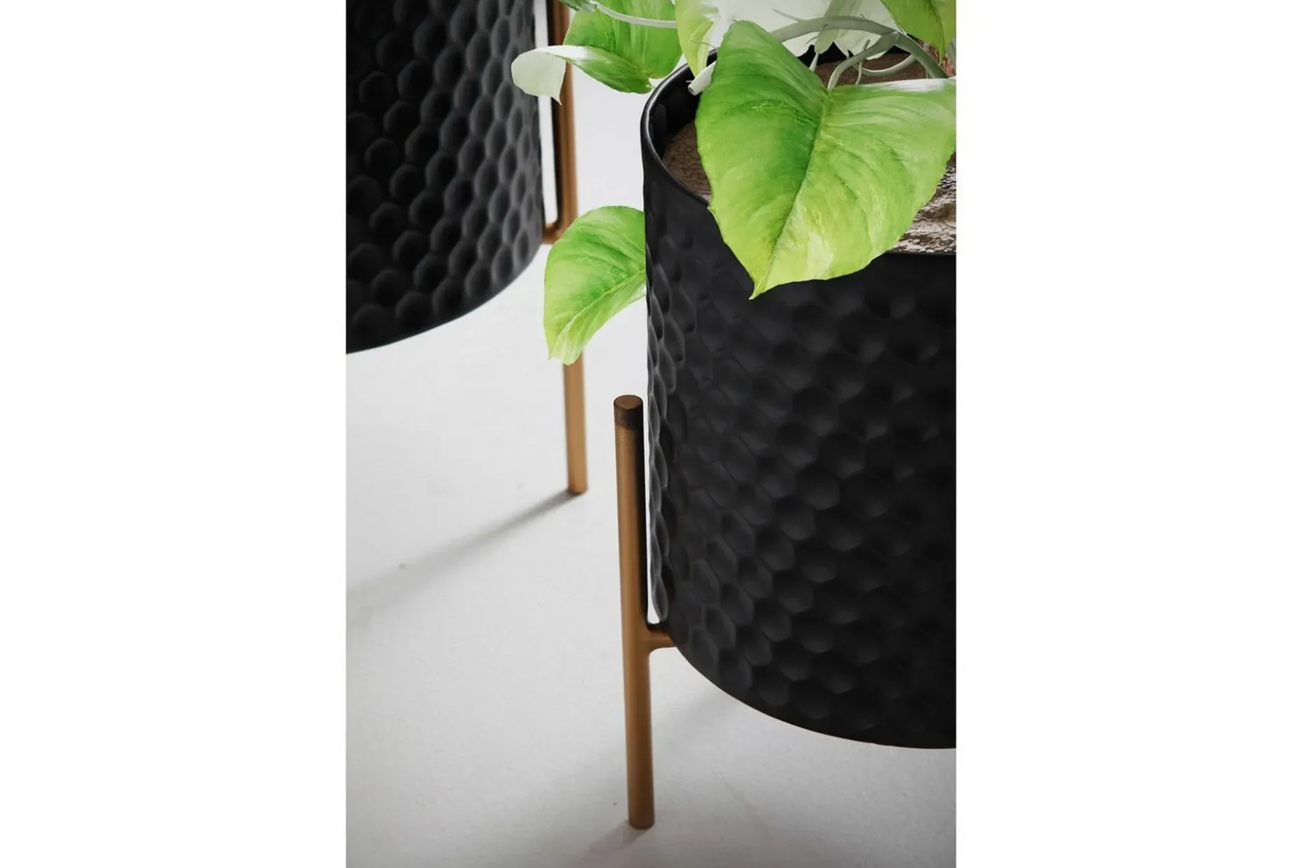 Vase Wohnling Sett av 2 Aluminium Blomster Plantepotte 3D Sirkel Overflate Moderne
