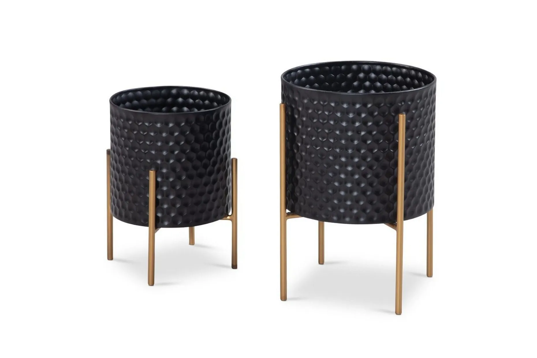 Vase Wohnling Sett av 2 Aluminium Blomster Plantepotte 3D Sirkel Overflate Moderne