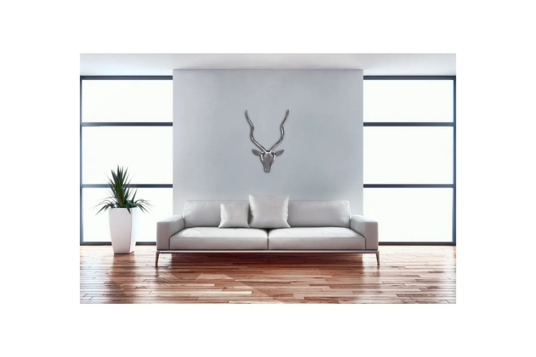Veggdekorasjon Wohnling Antilope håndpolert aluminiumsstøp veggmontert industriell loft