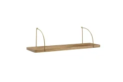 Vegghylle Wohnling massivt tre, metall hylle for oppheng, industriell loftstil 60 cm