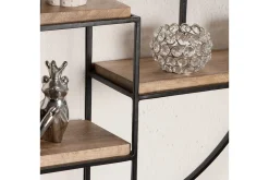Vegghylle Wohnling Rundt heltre med metallramme veggmontert industrielt