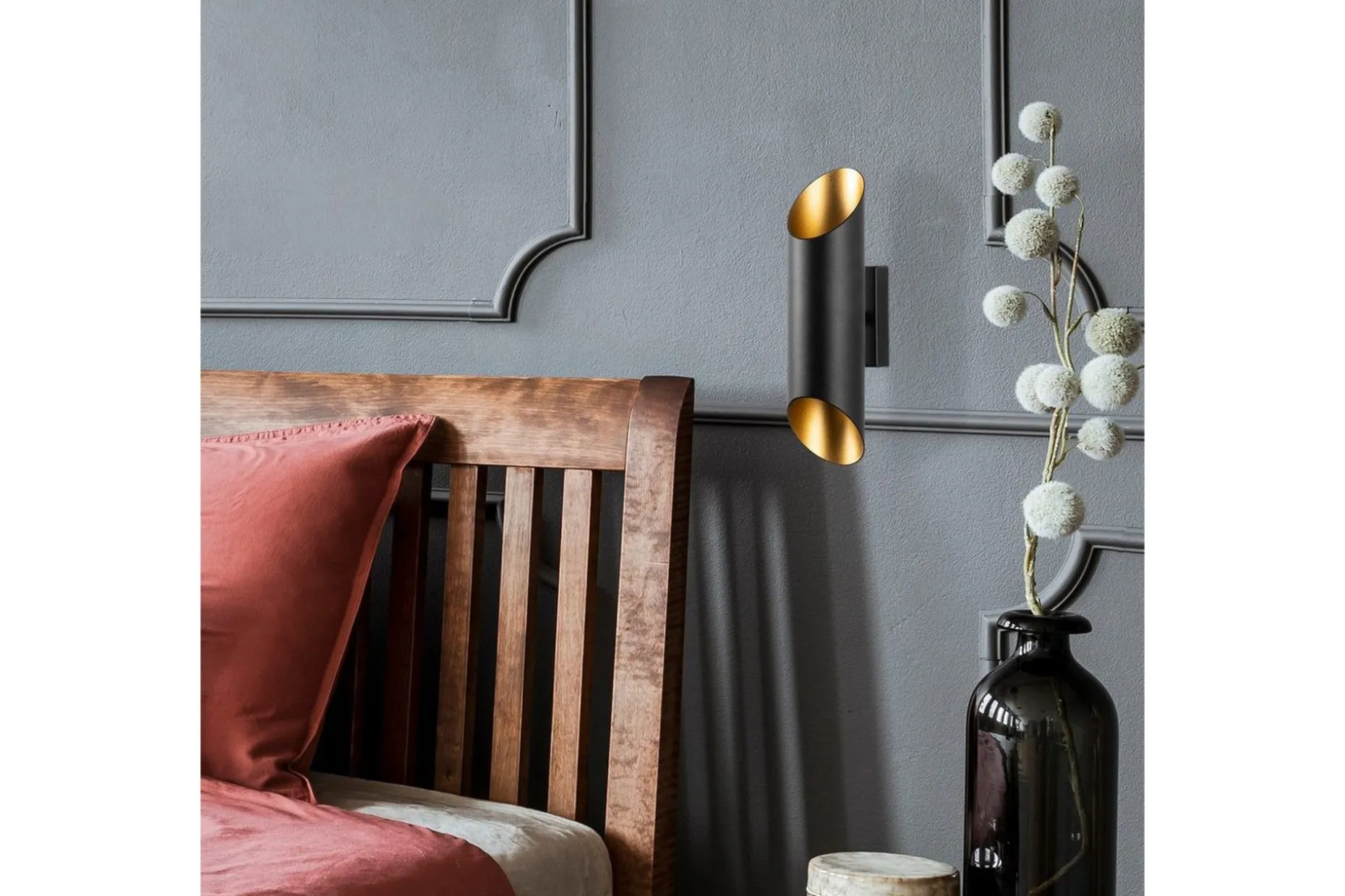 Vegg lampe Kutt Svart / Gull