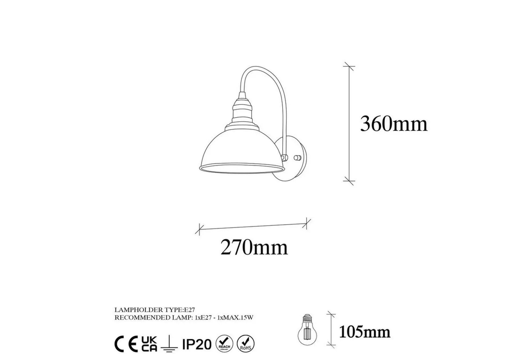 Vegg lampe Masatsune Svart / Antikk