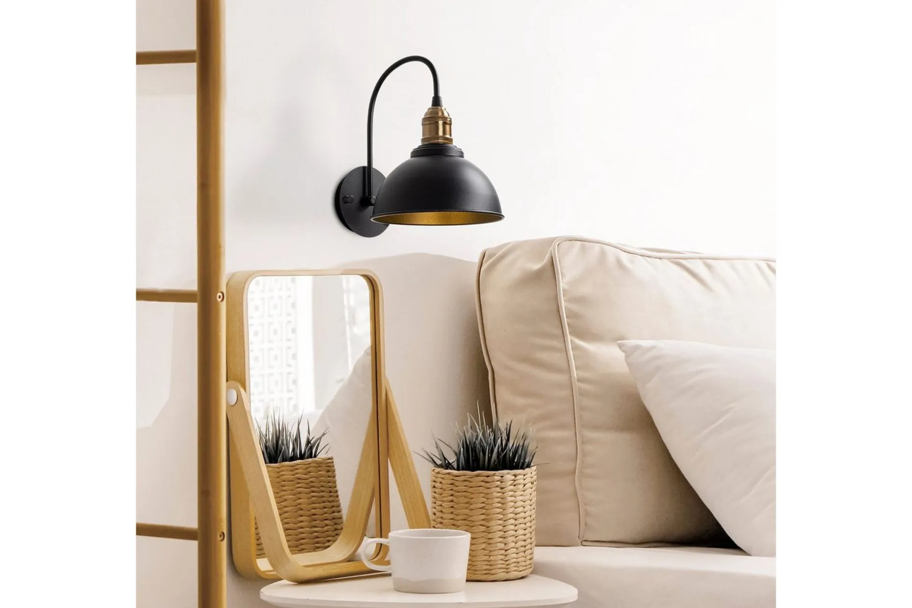 Vegg lampe Masatsune Svart / Antikk