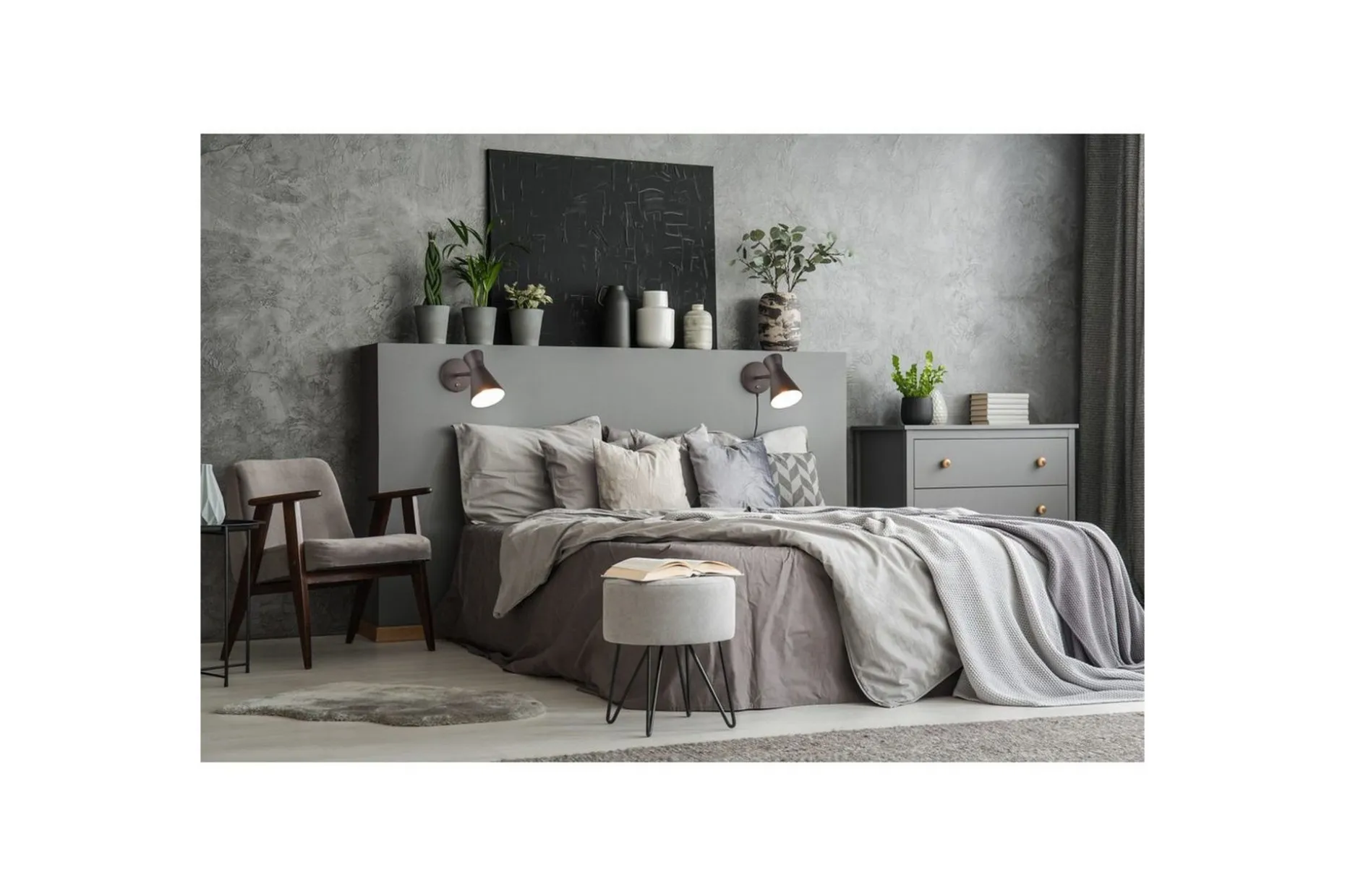Vegglampe TRIO Enzo Matt svart