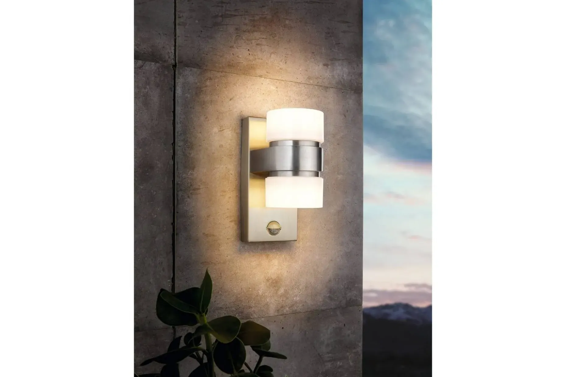 Vegglampe Utendørsbelysning Eglo Atollari Sølv/Hvit