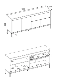 Velar Konsoll 180x80x40 cm