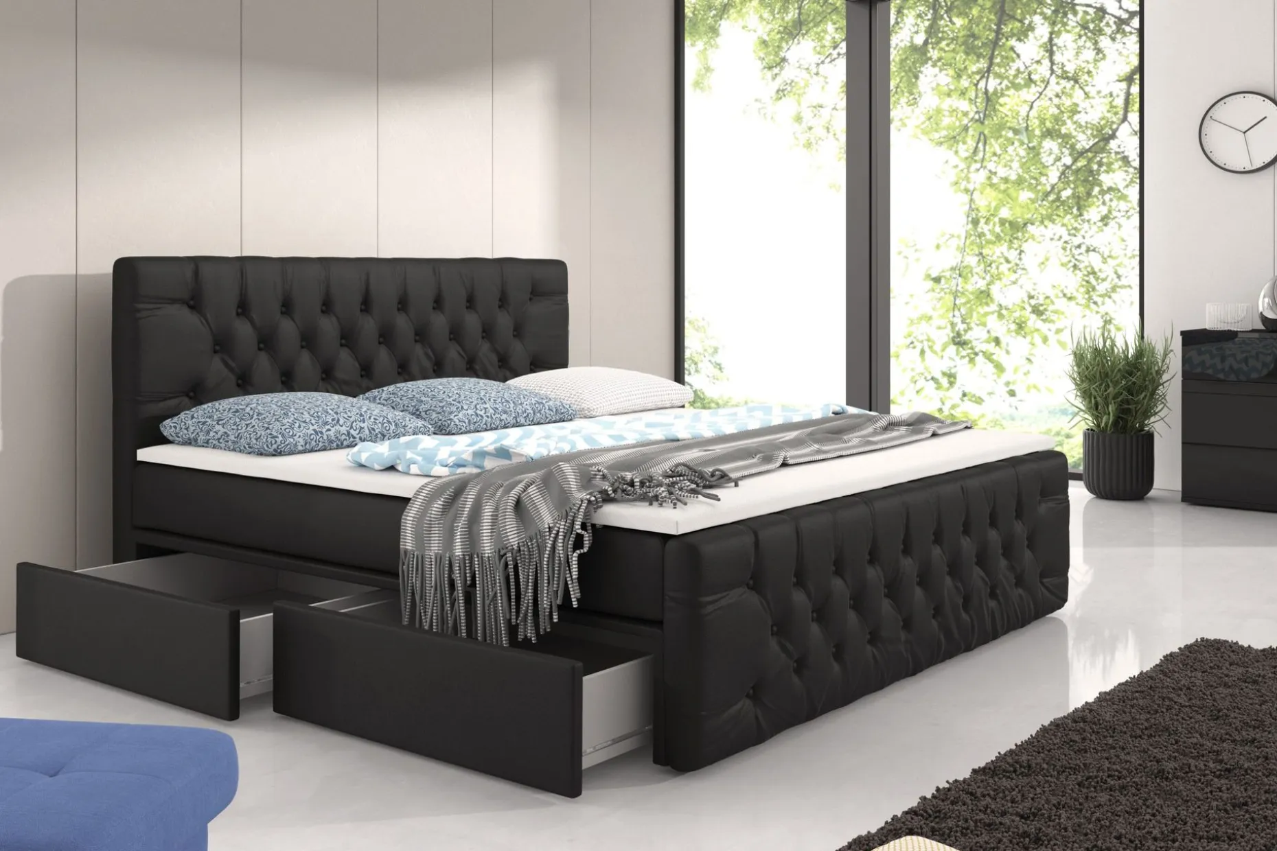 Velluto Oppbevaringsseng 160x200 med Fotgavl