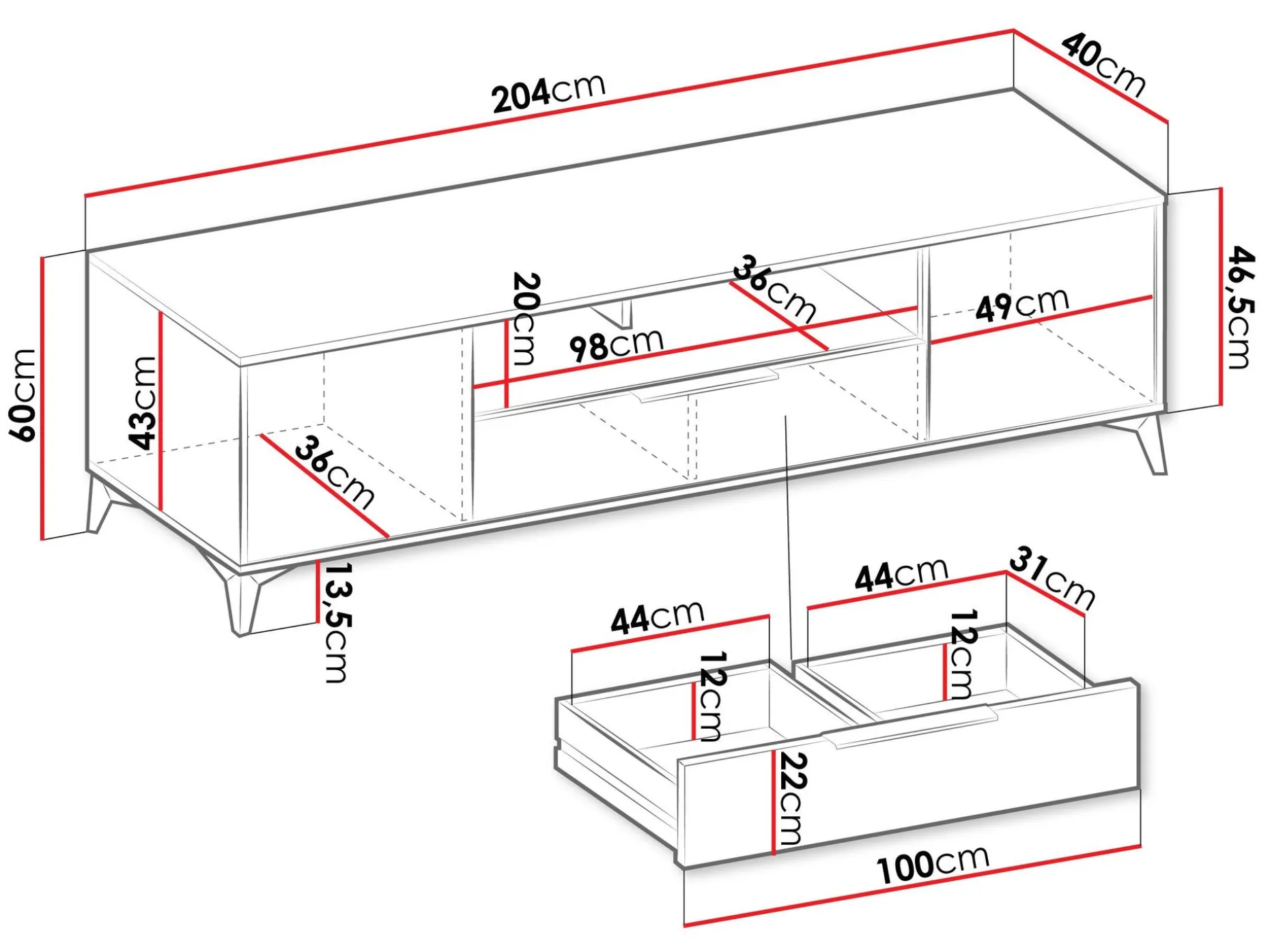 Vemdalen TV-benk 204 cm