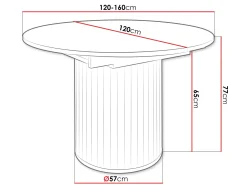 Veyricor Förlängningsbart Spisebord 120-160 cm Rundt