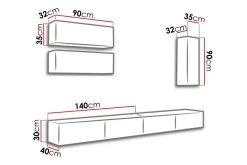 Vigo TV-møbelsett 280x40x180 cm