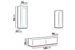 Vigo TV-møbelsett 210x40x180 cm