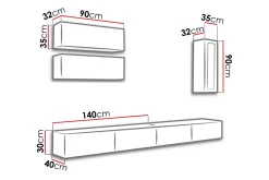 Vigo TV-møbelsett 280x40x180 cm