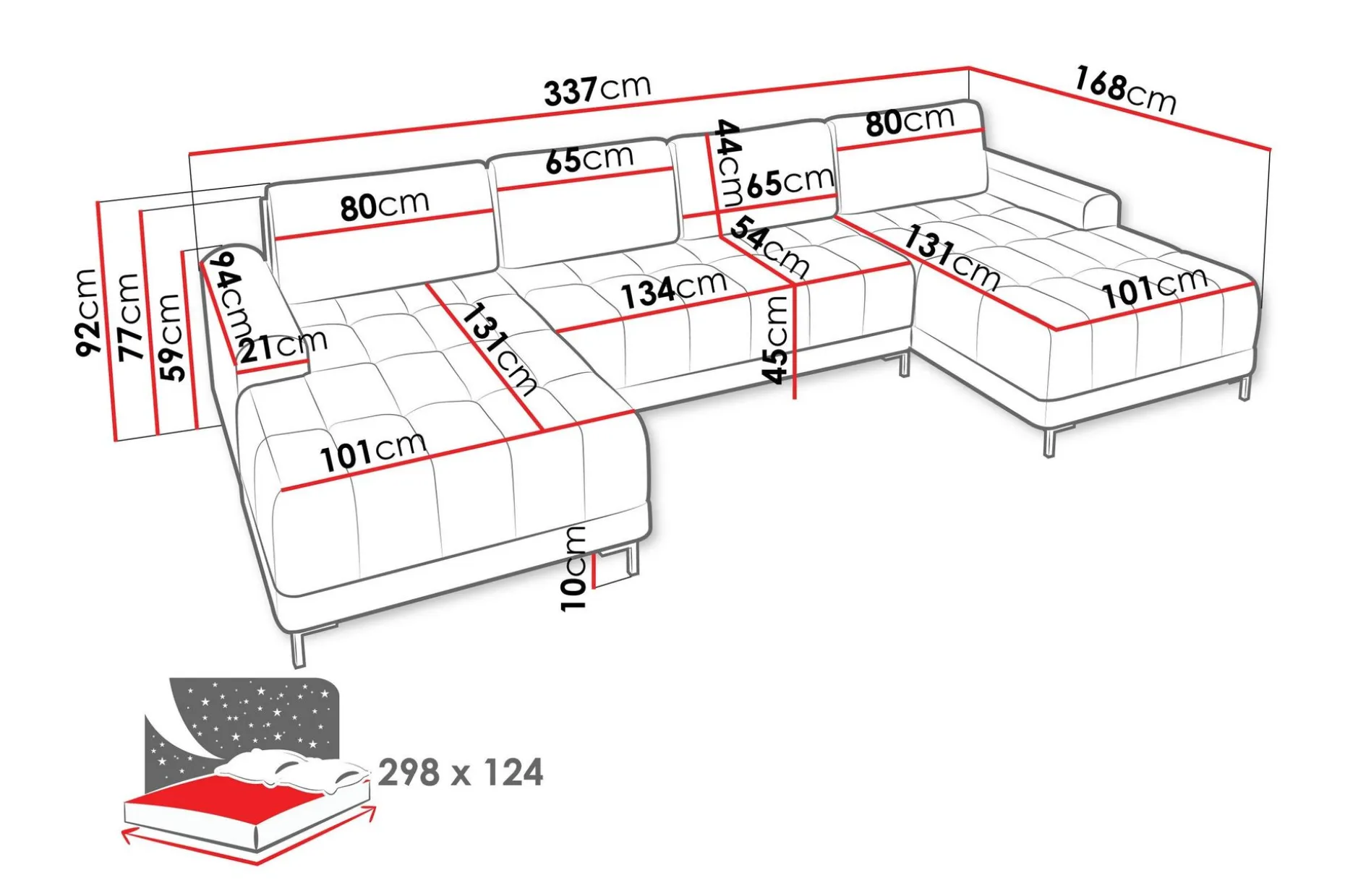 Vilshult Sofa Dobbel sjeselong 4-seter