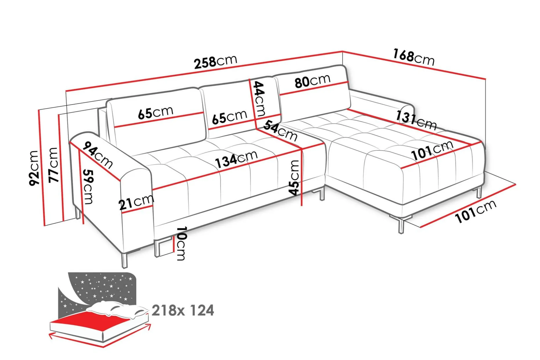 Vilshult Sofa med Divan 3-seter