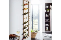 Vinstativ Wohnling veggmontert, plass til 8 flasker, pulverlakkert metall, industriell loftstil Gull