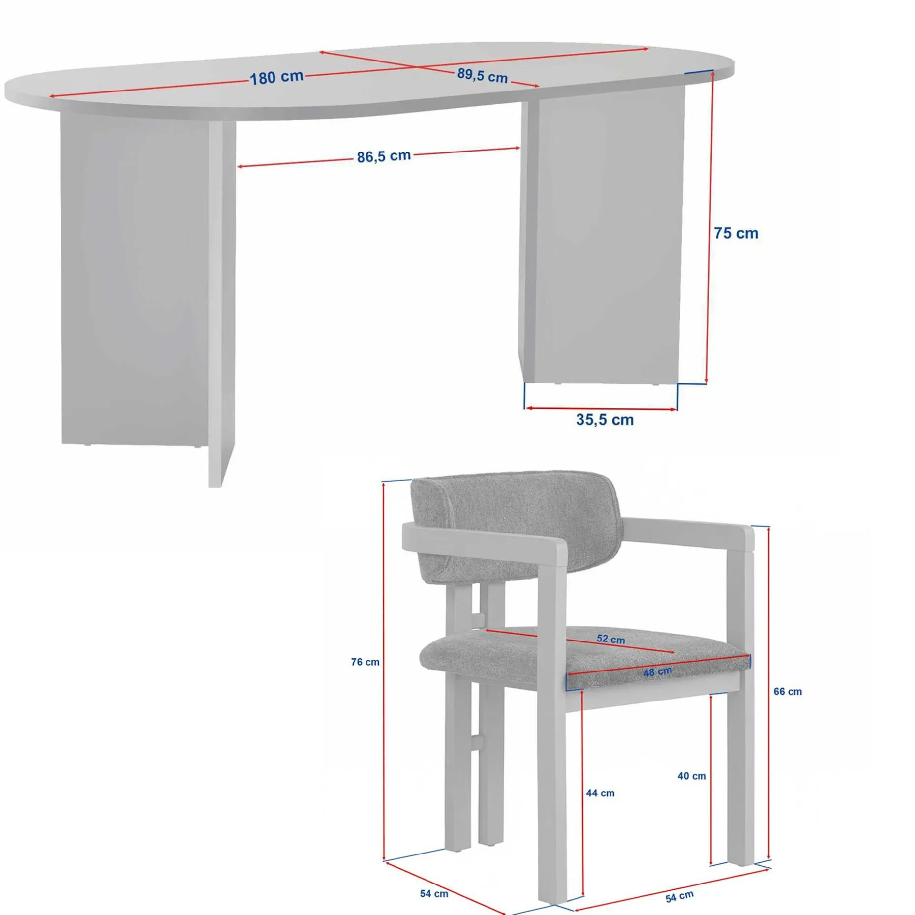 Vintar Spisebord- og stolsett 180x75x90 cm 7 deler