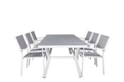 Virya Spisegruppe 200cm+6 Copacabana Stablebare Stoler Hvit/