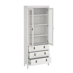Vitrineskap Madrid med 2 glassdører 3 skuffer 78x199 cm