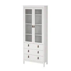 Vitrineskap Madrid med 2 glassdører 3 skuffer 78x199 cm