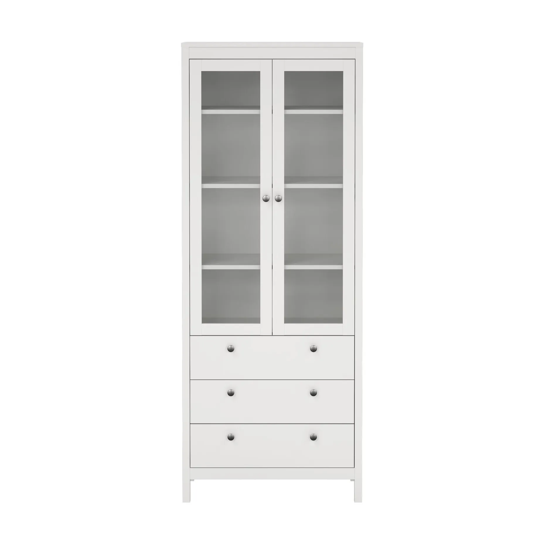 Vitrineskap Madrid med 2 glassdører 3 skuffer 78x199 cm