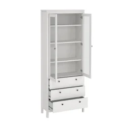 Vitrineskap Madrid med 2 glassdører 3 skuffer 78x199 cm