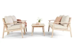 Wagnera liten sofagruppe for utendørsbruk – 2-seters sofa med 2 lenestoler og salongbord i akasietre