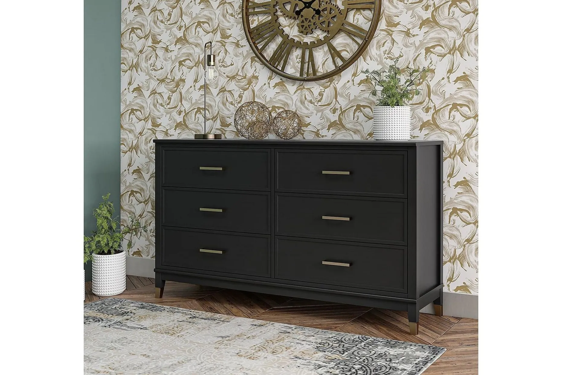 Westerleigh Kommode 144x41 cm Svart/Gull