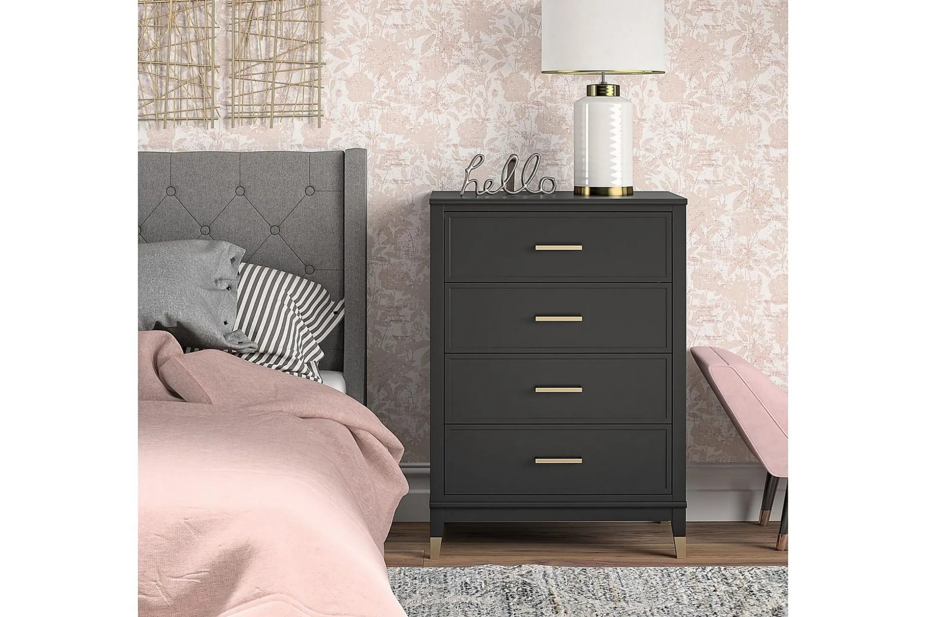 Westerleigh Kommode 76x50 cm Svart/Gull