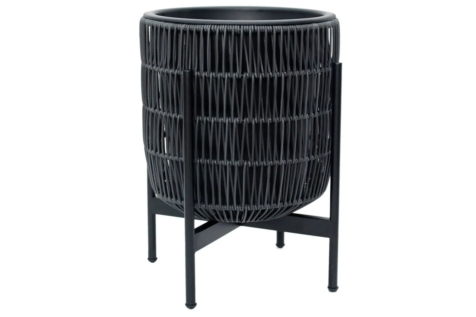 Wicker Blomsterkrukke på stativ 30x30xH38 cm Svart