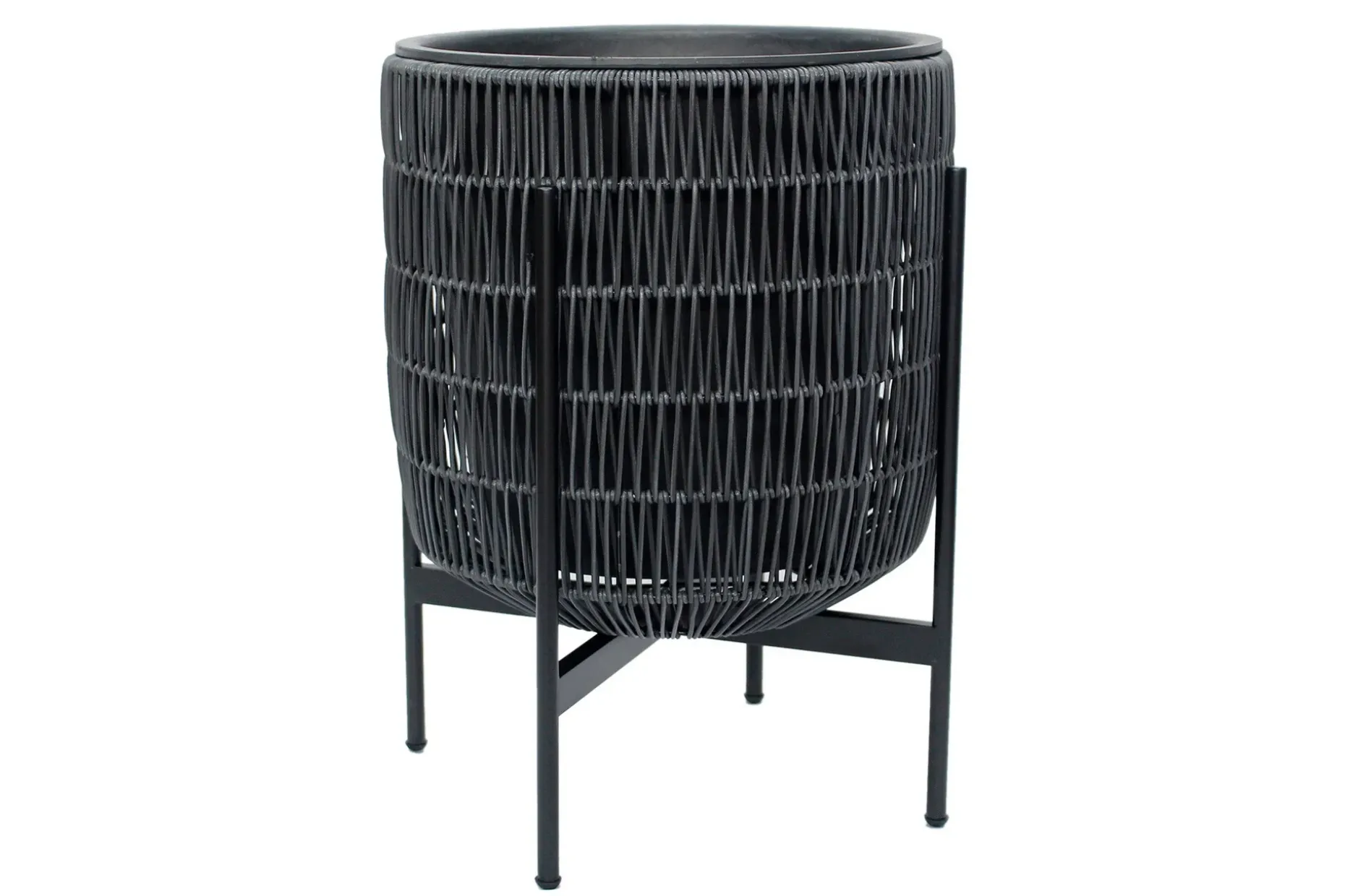 Wicker Blomsterkrukke på stativ 30x30xH38 cm Svart