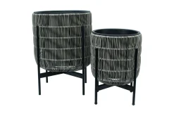 Wicker Blomsterkrukke på stativ 38x38xH49 cm Grå