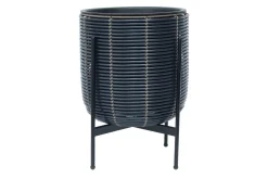 Wicker Blomsterkrukke på stativ 38x38xH49 cm Svart