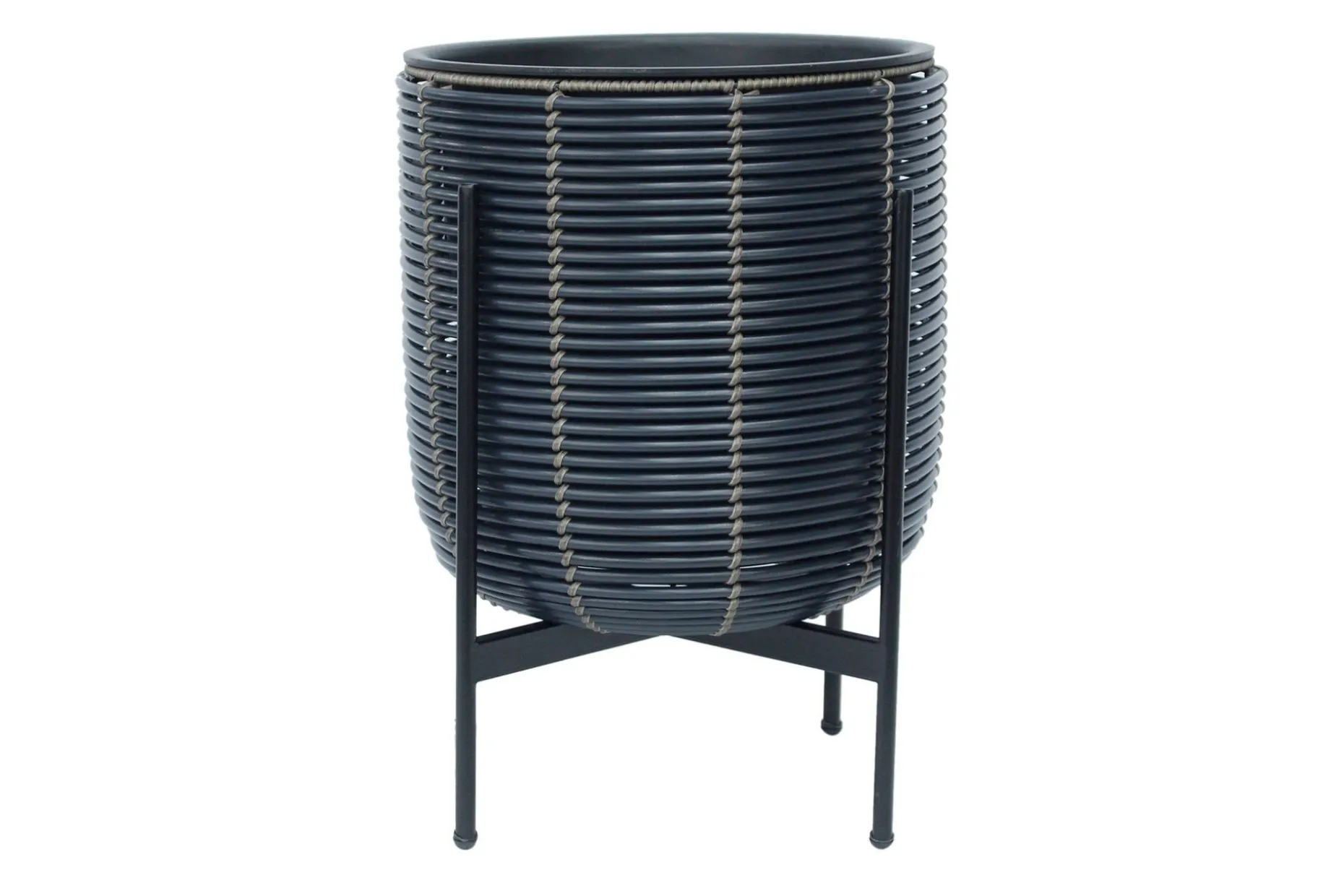 Wicker Blomsterkrukke på stativ 38x38xH49 cm Svart