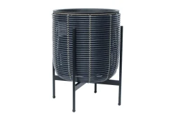 Wicker Blomsterkrukke på stativ 38x38xH49 cm Svart