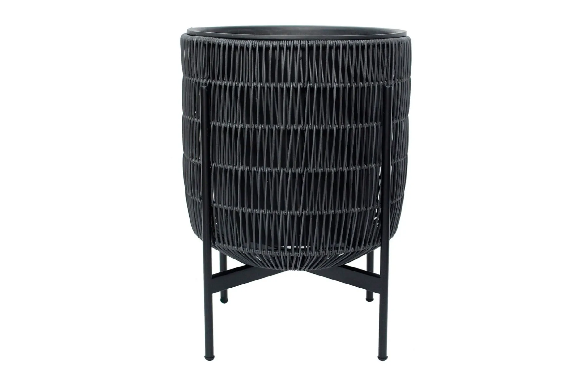 Wicker Blomsterpotte på stativ 30x30xH38 cm Svart