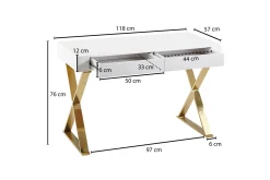 Willowdale Skrivebord 118 cm med Oppbevaring 2 Skuffer