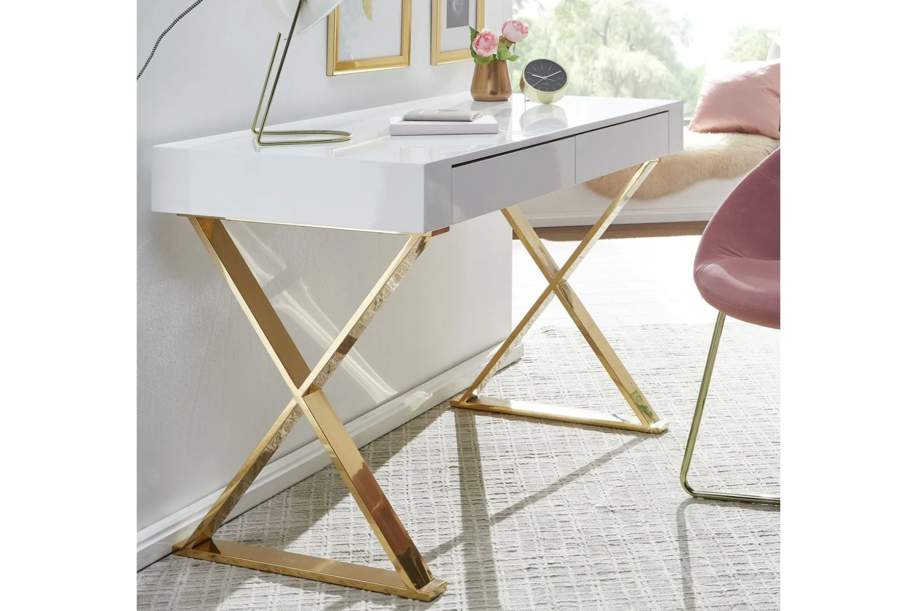 Willowdale Skrivebord 118 cm med Oppbevaring 2 Skuffer
