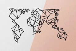 World Map Metal Decor Veggdekor