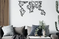 World Map Metal Decor Veggdekor