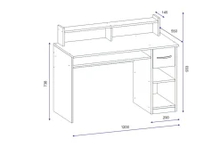 Yemisen Skrivebord 120 cm med Oppbevaringsskuff + Hyller